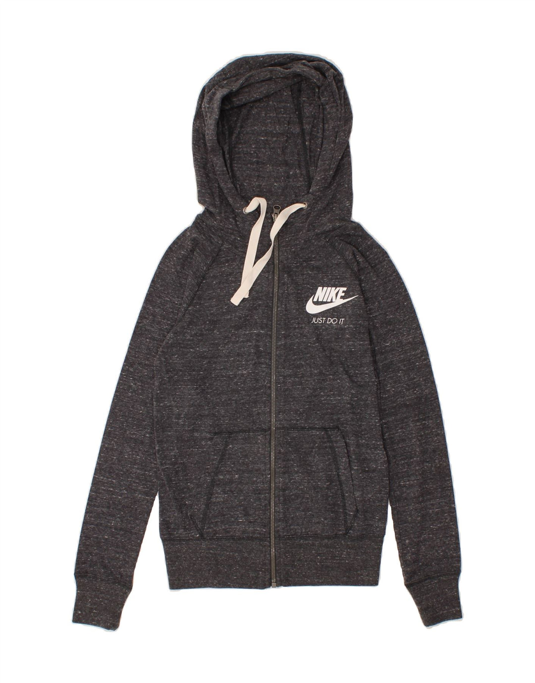 NIKE Womens Zip Hoodie Sweater UK 6 XS Grey Cotton Vintage Nike and Second-Hand Nike from Messina Hembry 