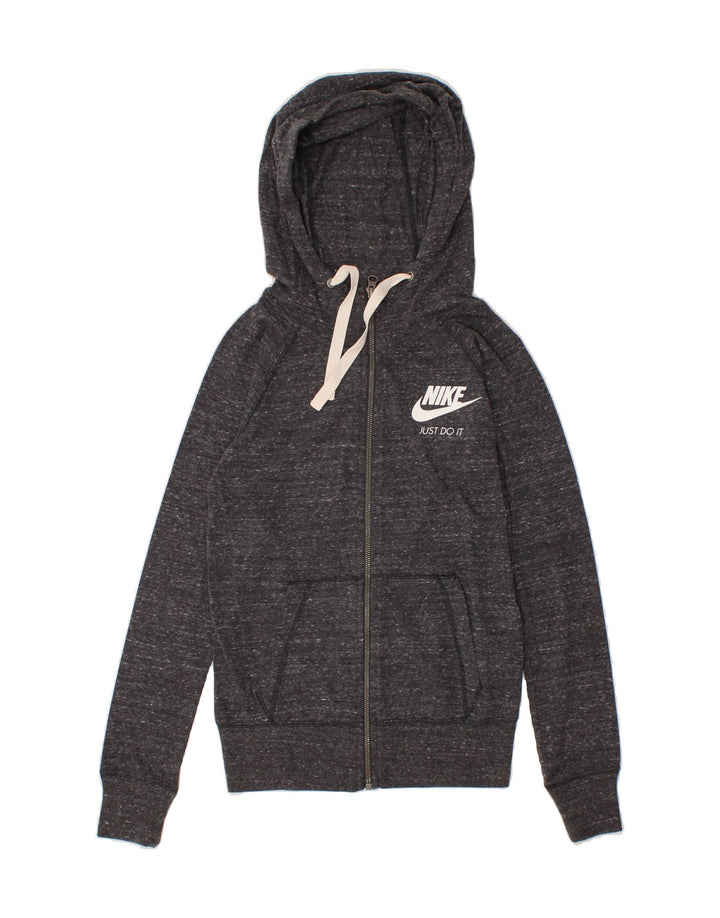 NIKE Womens Zip Hoodie Sweater UK 6 XS Grey Cotton Vintage Nike and Second-Hand Nike from Messina Hembry 