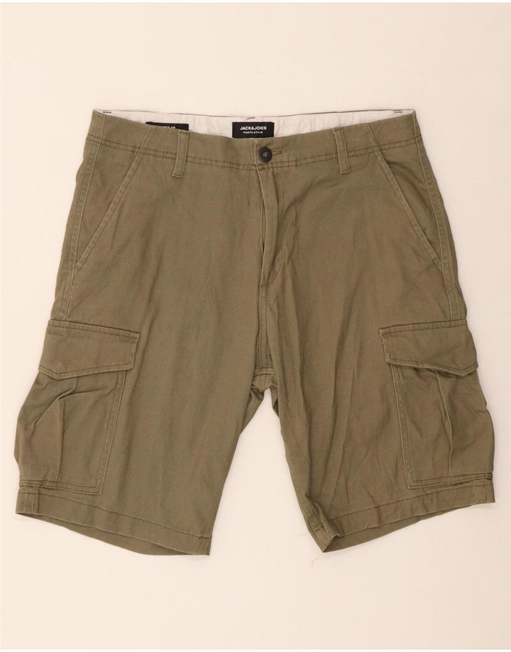 Shorts cargo masculino Jack & Jones Regular Fit médio W32 algodão cáqui