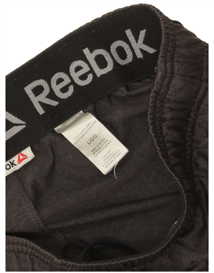 Shorts esportivos masculinos Reebok grande poliéster cinza
