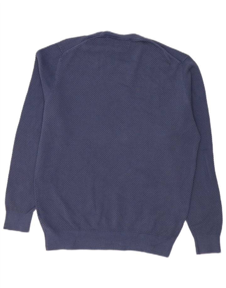 Suéter masculino Massimo Dutti com gola redonda, grande algodão azul