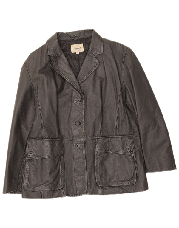 Jaqueta blazer feminina de couro com 3 botões Conbipel IT 48 XL preta