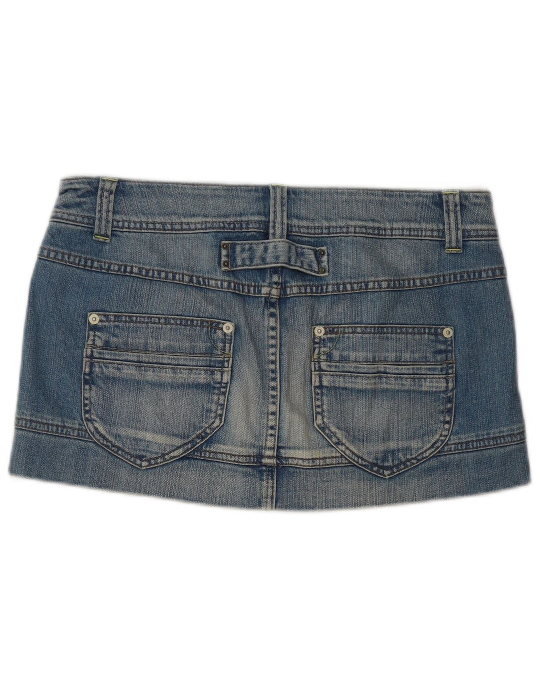 Mini saia jeans feminina Benetton IT 42 médio W32 algodão azul