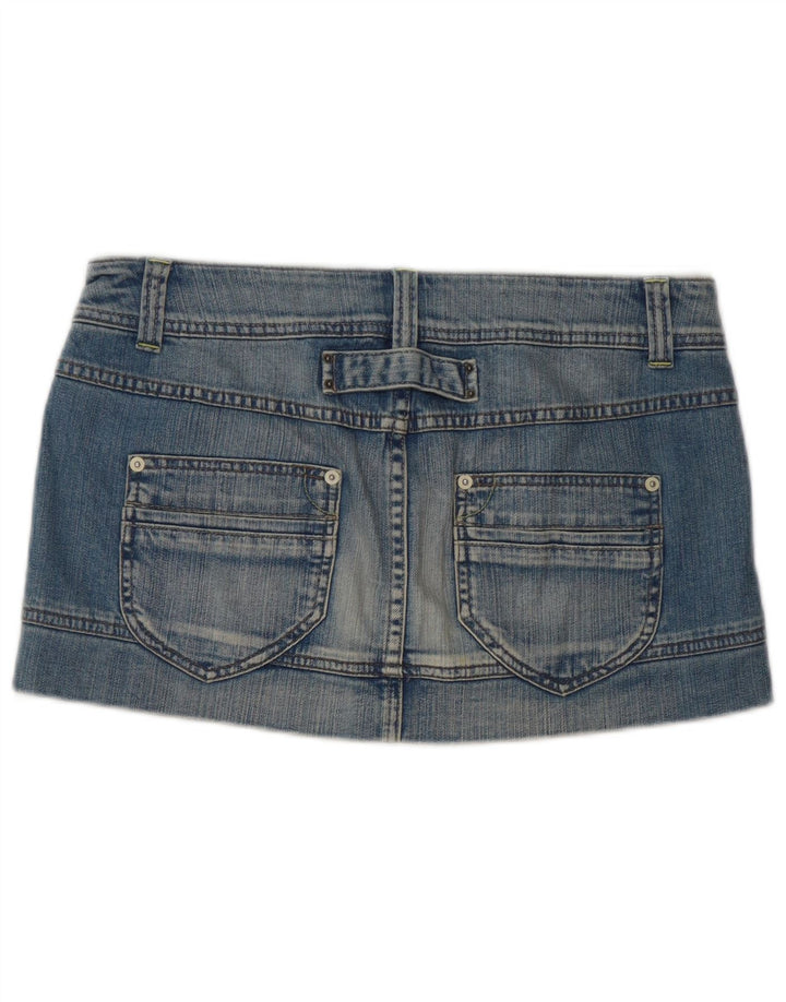 Mini saia jeans feminina Benetton IT 42 médio W32 algodão azul