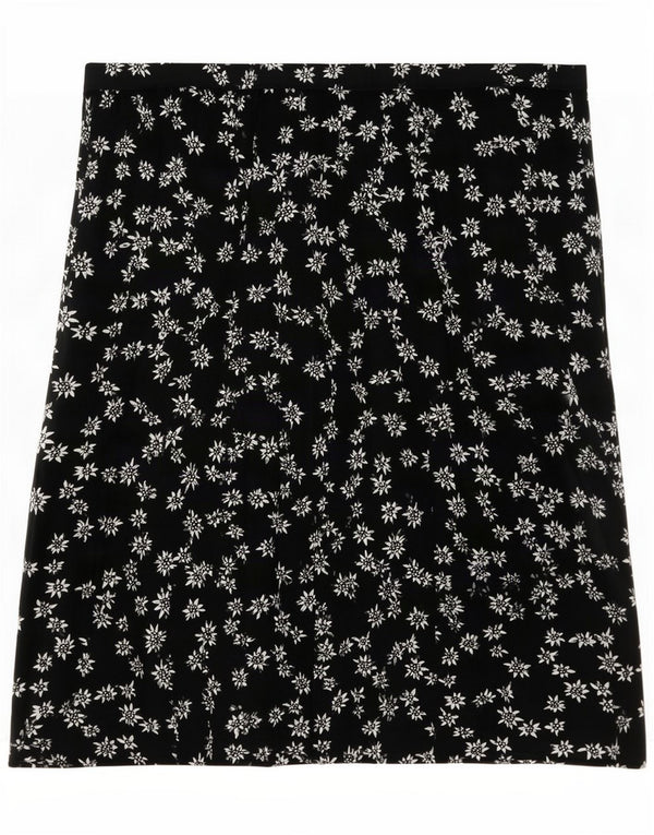 Saia plissada feminina vintage 2XL W40 preta floral
