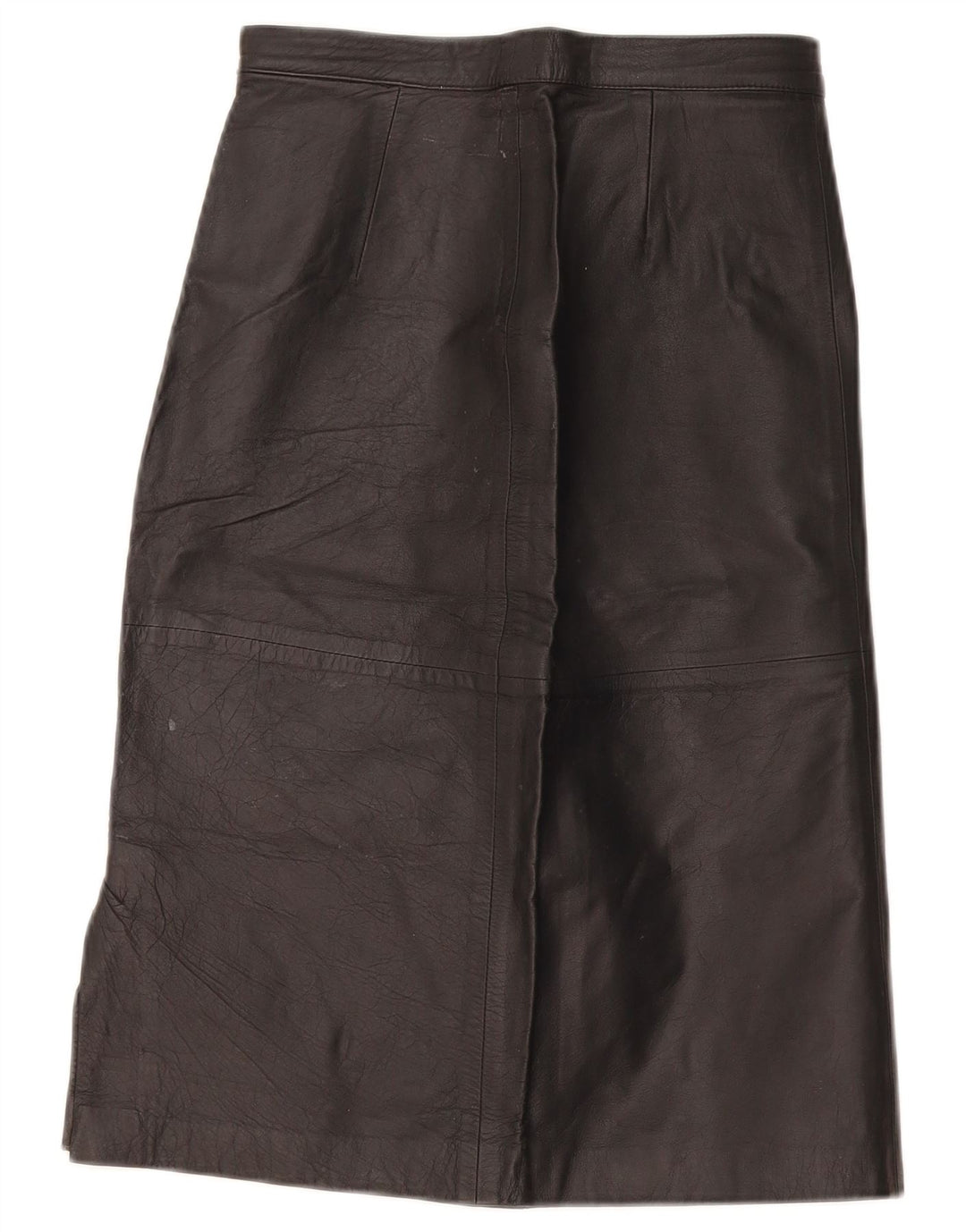 Saia de couro feminina vintage W28 média preta