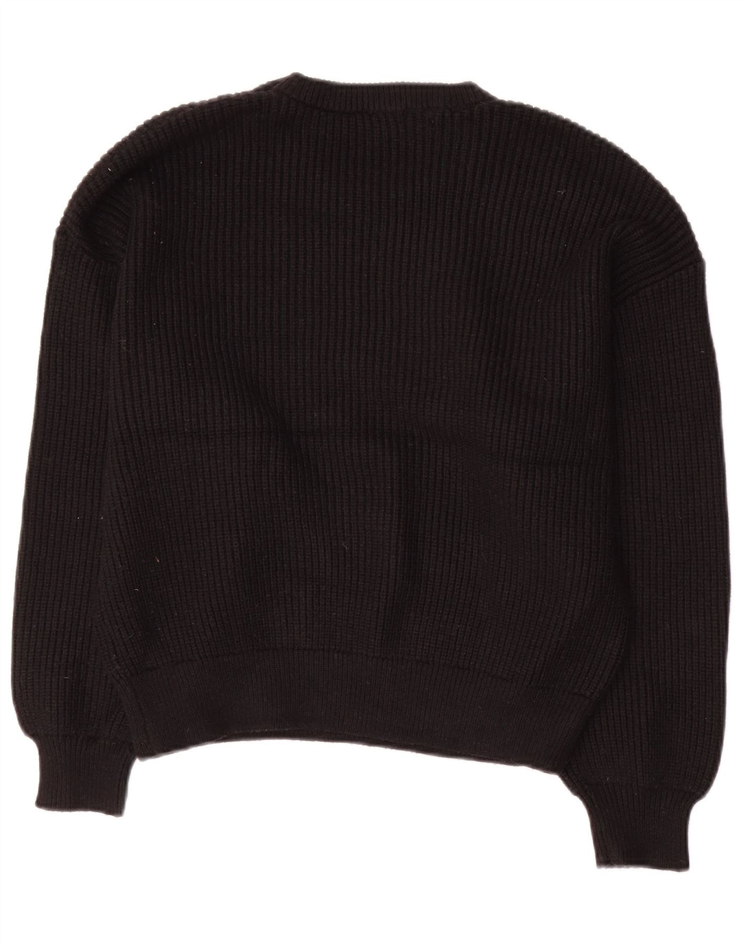 Suéter feminino Zara com gola redonda e viscose preta média UK 14