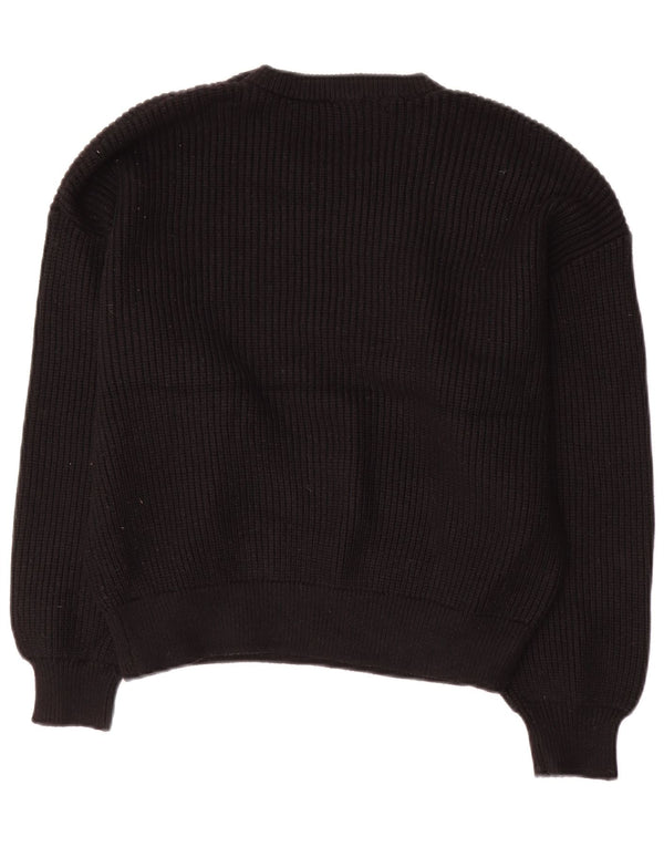 Suéter feminino Zara com gola redonda e viscose preta média UK 14