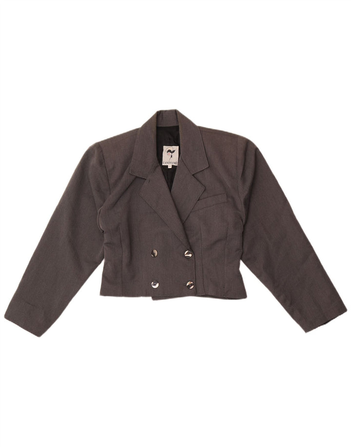 Jaqueta blazer feminina vintage com peito duplo IT 44 cinza médio