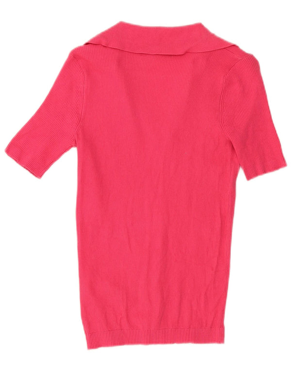 Marks & Spencer Womens Polo Shirt UK 6 XS Pink Cotton