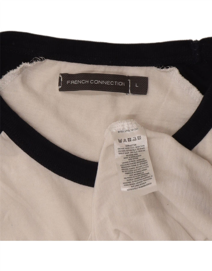 Camiseta feminina French Connection grande algodão colorblock branco
