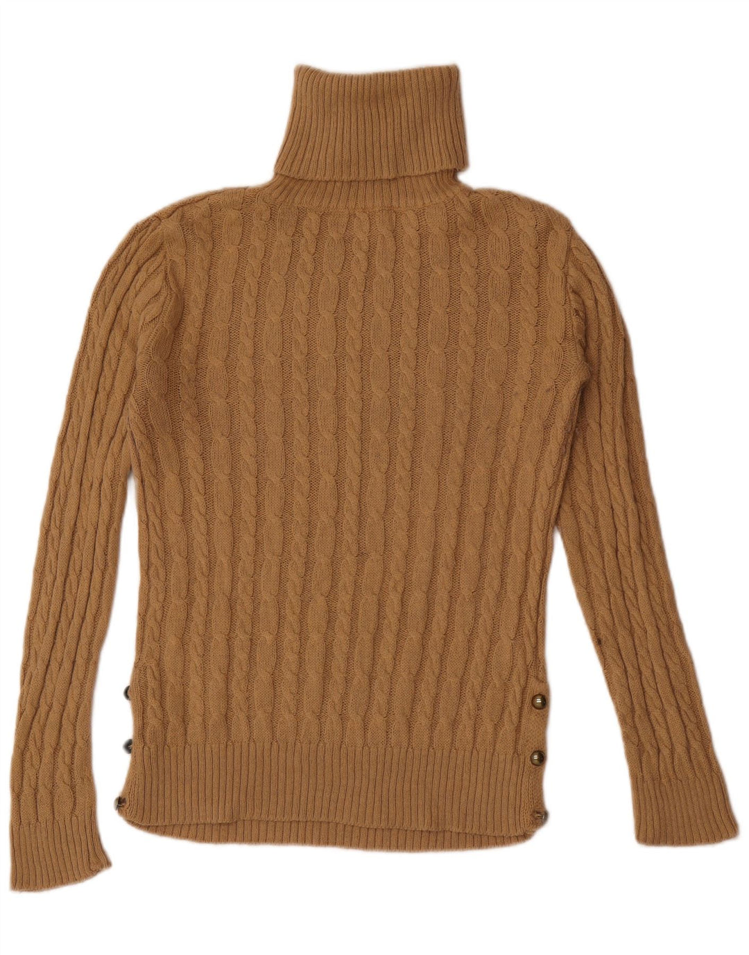 Suéter feminino Zara com gola redonda Reino Unido 12 acrílico marrom médio