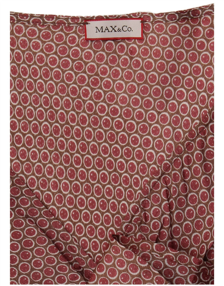 Vestido feminino com gravata frontal em linha A UK 12 médio Borgonha manchado