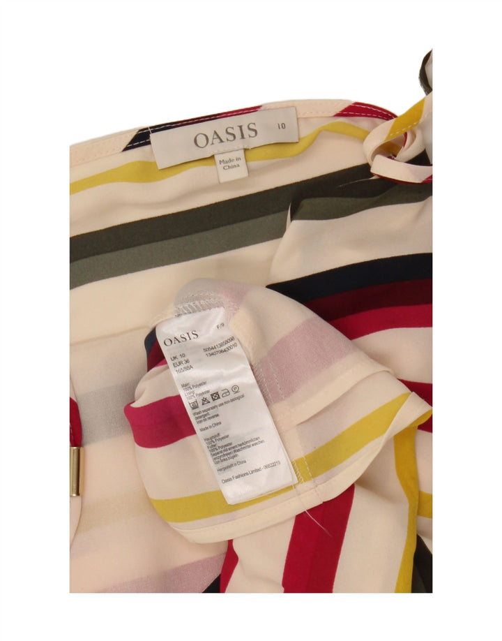 Top feminino Oasis Crop Cami UK 10 pequeno poliéster listrado multicolorido
