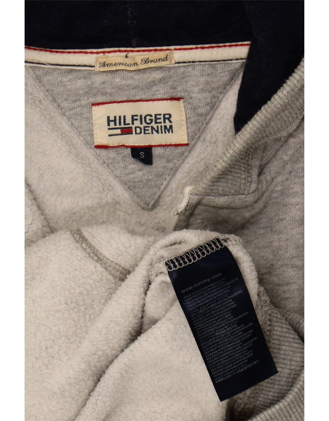 TOMMY HILFIGER Mens Zip Hoodie Sweater Small Grey Cotton Vintage Tommy Hilfiger and Second-Hand Tommy Hilfiger from Messina Hembry 