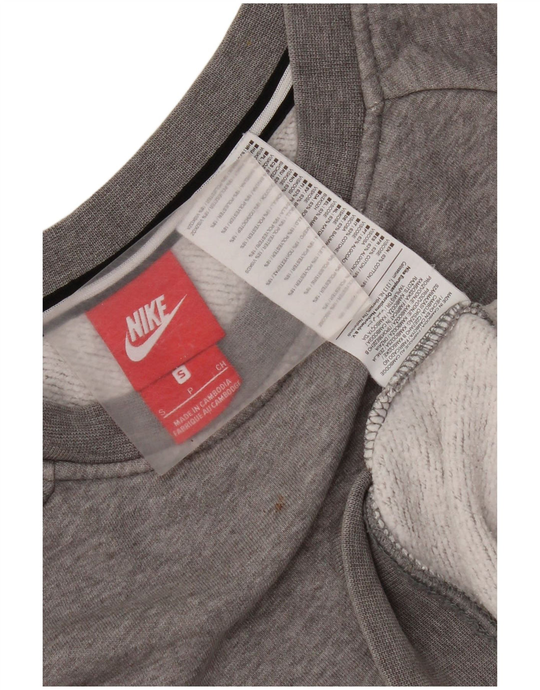 Nike feminino oversized moletom jumper reino unido 10 pequeno cinza algodão