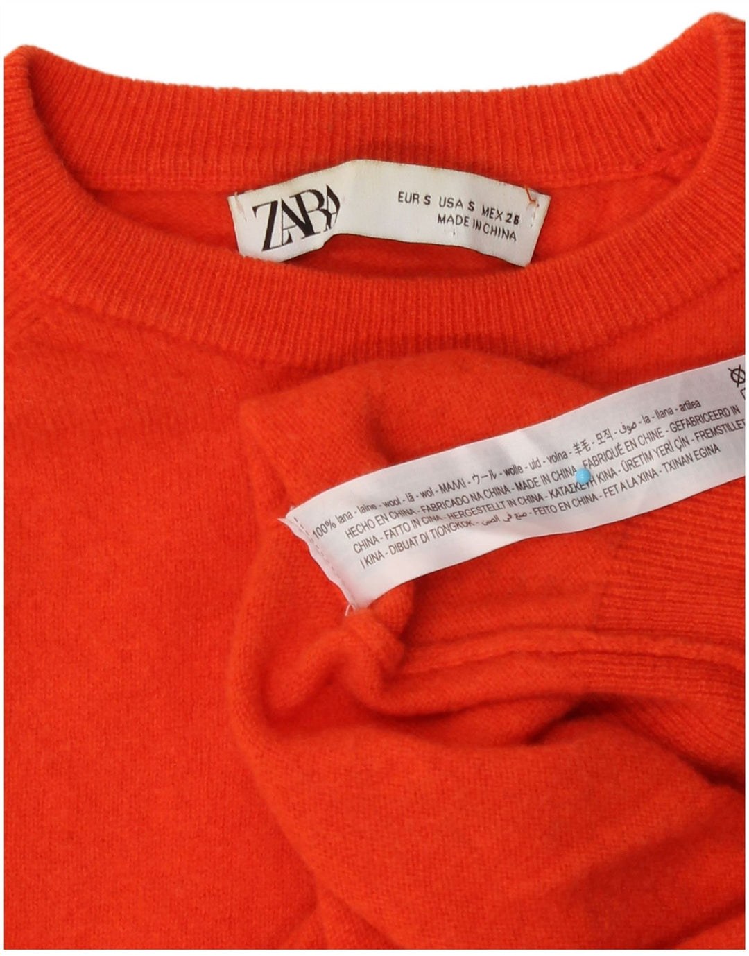 Suéter masculino Zara com gola redonda e lã laranja pequena