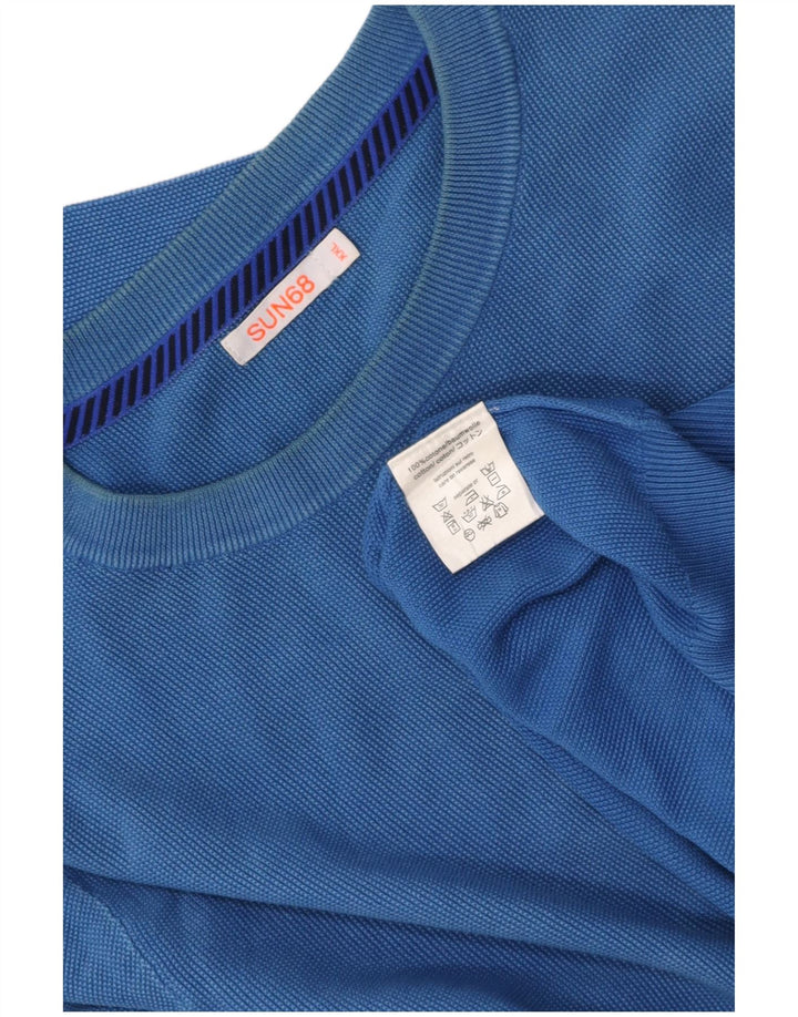 Suéter masculino SUN68 com gola redonda 2XL algodão azul