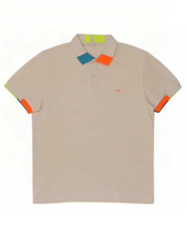Camisa polo masculina Sun68 2XL algodão colorblock branco