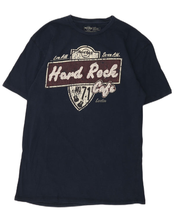 Camiseta masculina Hard Rock Cafe London Graphic Top XL azul marinho algodão