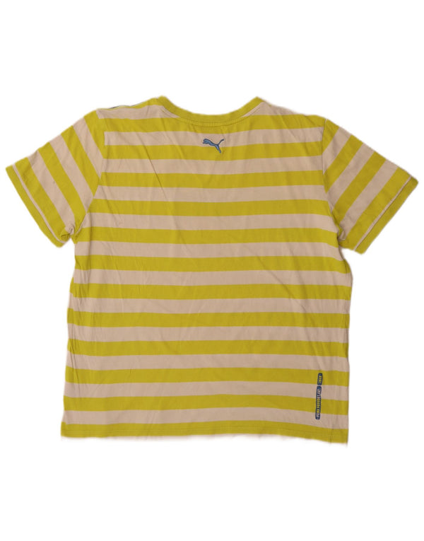 Puma Mens Graphic T-Shirt Top Grande Algodão Listrado Amarelo