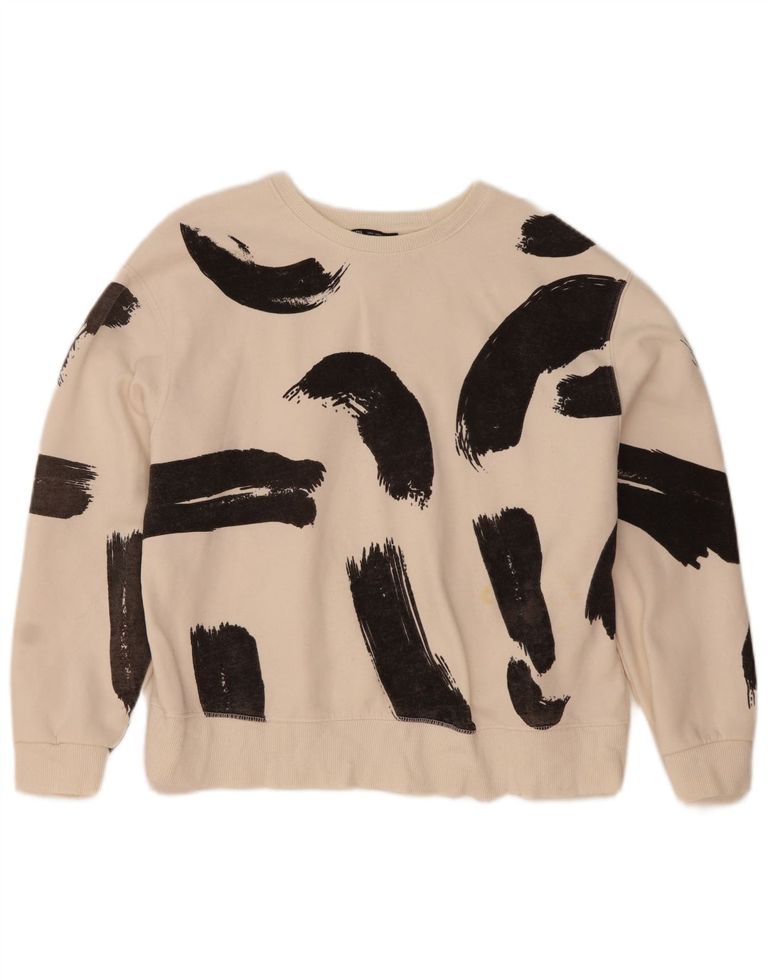 Zara Moletom Crop Feminino Jumper UK 14 Médio Branco Colorblock