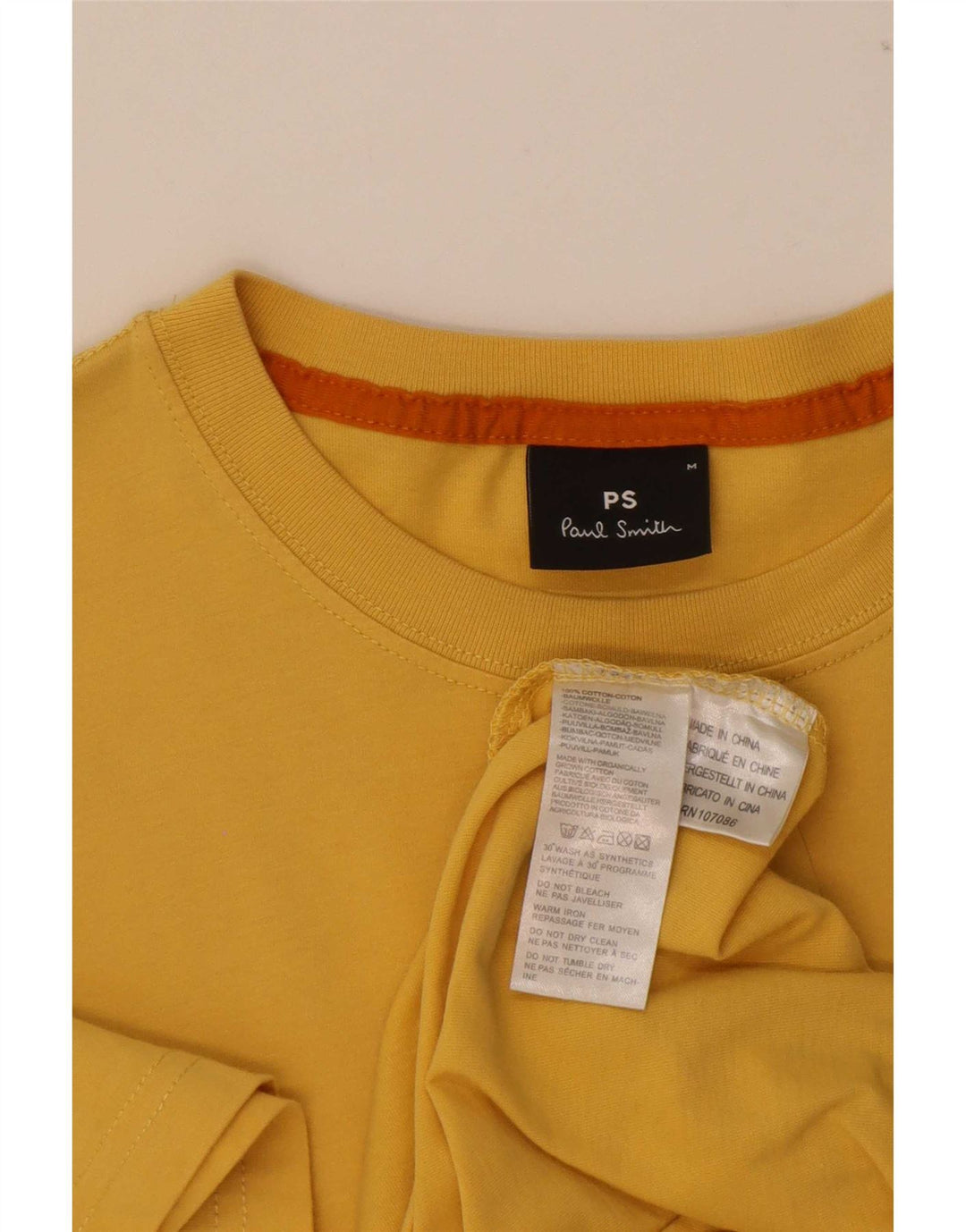 Camiseta masculina Paul Smith de algodão amarelo médio