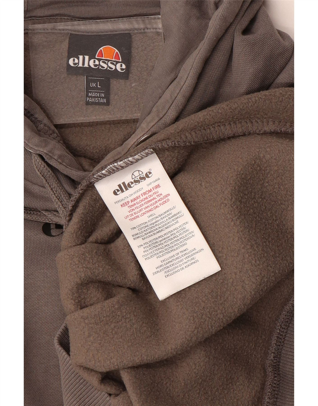 Ellesse moletom com capuz gráfico masculino grande algodão cinza