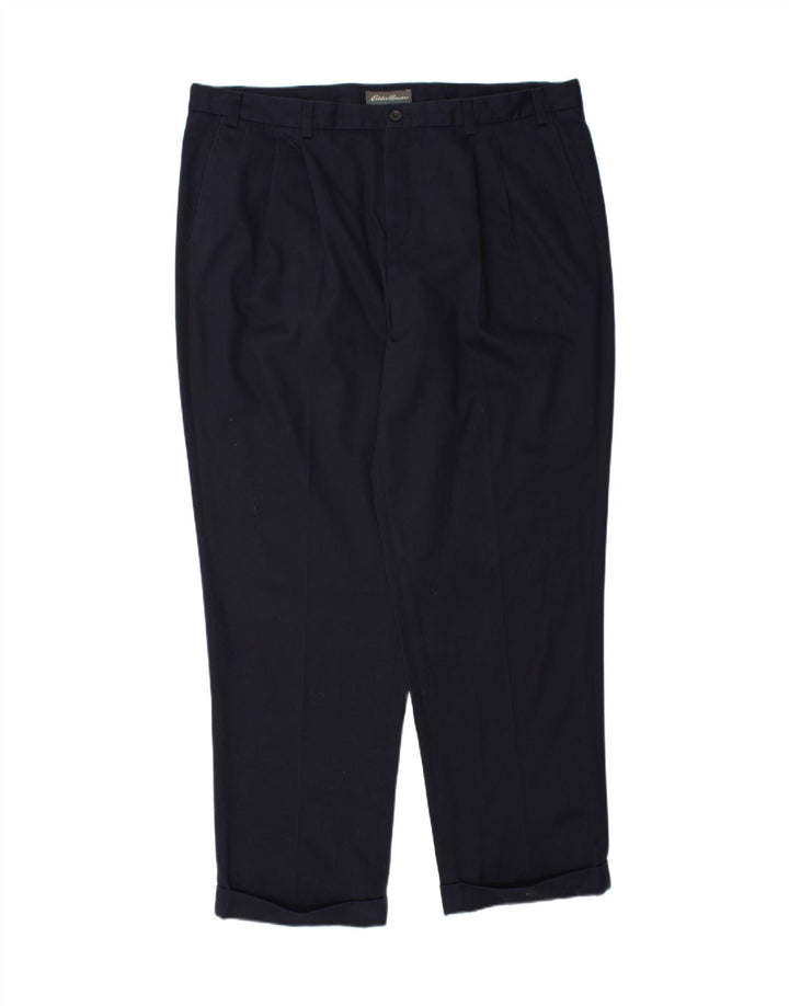 EDDIE BAUER Mens Pegged Chino Trousers W42 L32 Navy Blue Cotton Vintage Eddie Bauer and Second-Hand Eddie Bauer from Messina Hembry 