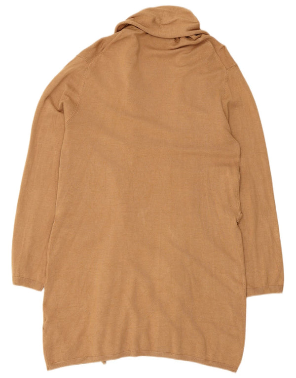 Suéter cardigã feminino Zara Longline Reino Unido 14 grande bege viscose