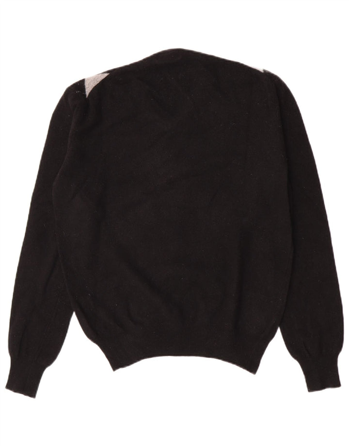 Suéter masculino Kappa com decote em V médio preto Argyle/Diamante