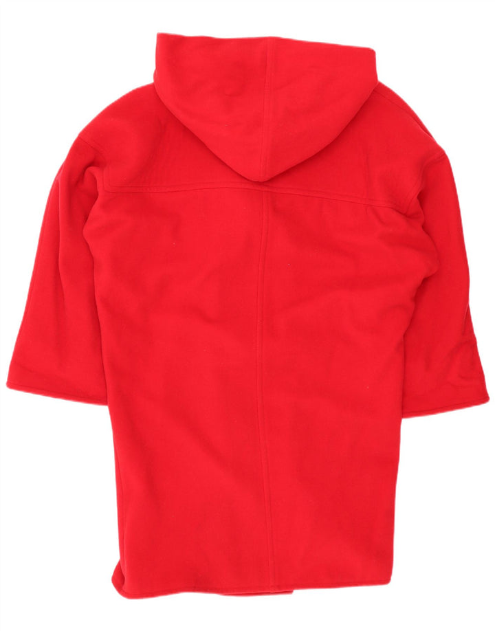Casaco feminino vintage com capuz grande e duplo breasted EUA 8 lã vermelha média
