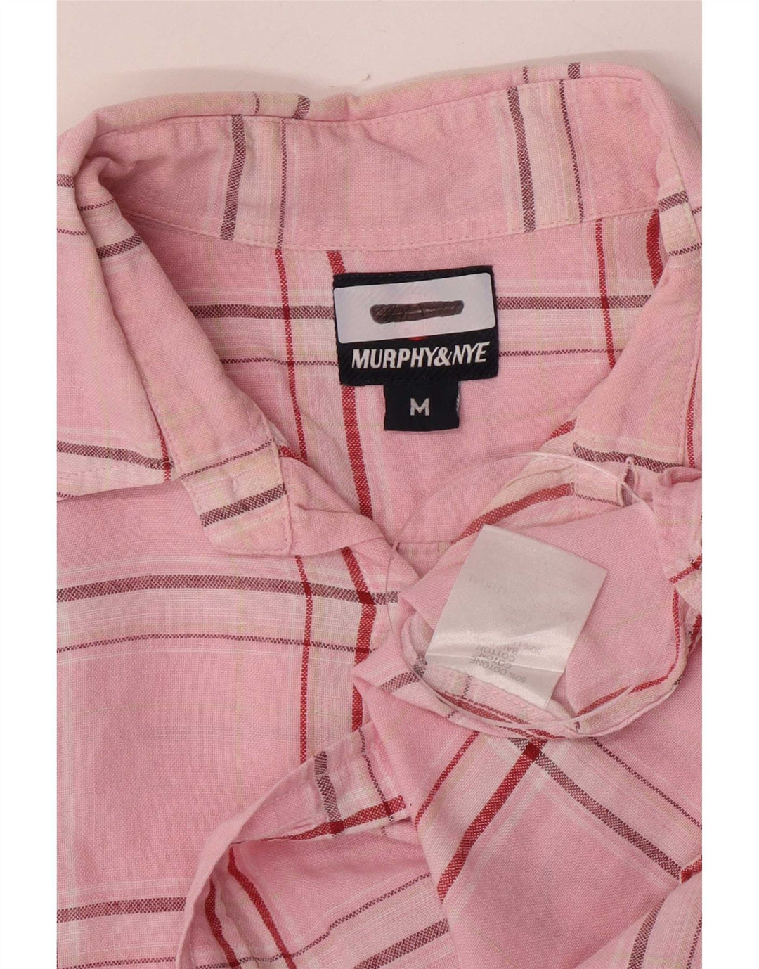 Camisa masculina Murphy & Nye de algodão xadrez rosa médio