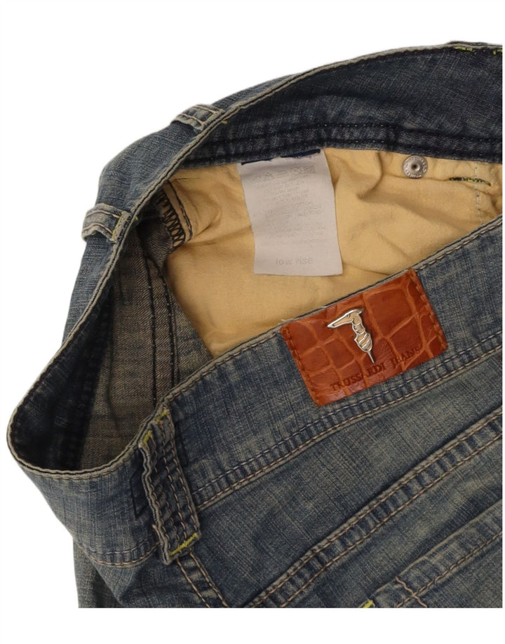 Jeans retos femininos TRUSSARDI W30 L29 algodão azul