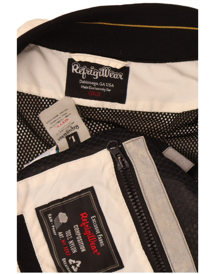 Jaqueta de chuva masculina Refrigiwear UK 40 grande off white colorblock nylon