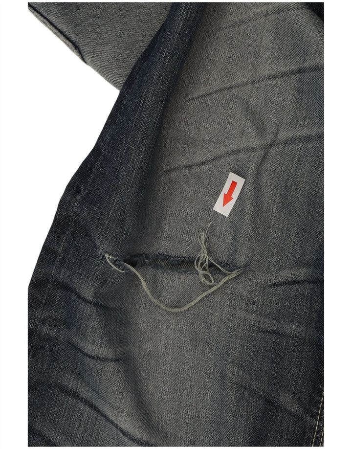 Superdry Masculino Officer Straight Jeans W34 L32 Azul Algodão