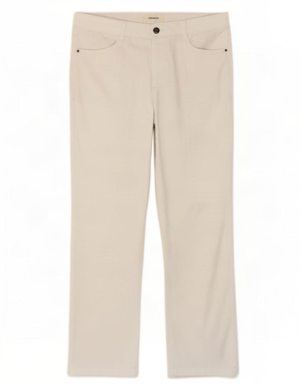 Calça feminina reta casual Marks & Spencer UK 14 grande W32 L28 branca