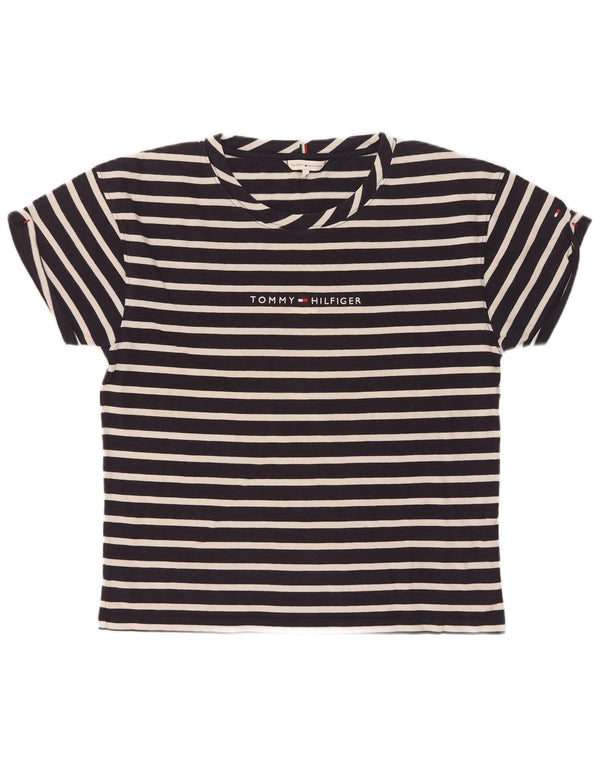 Tommy Hilfiger Camiseta Feminina Top UK 14 Médio Azul Marinho Listrado