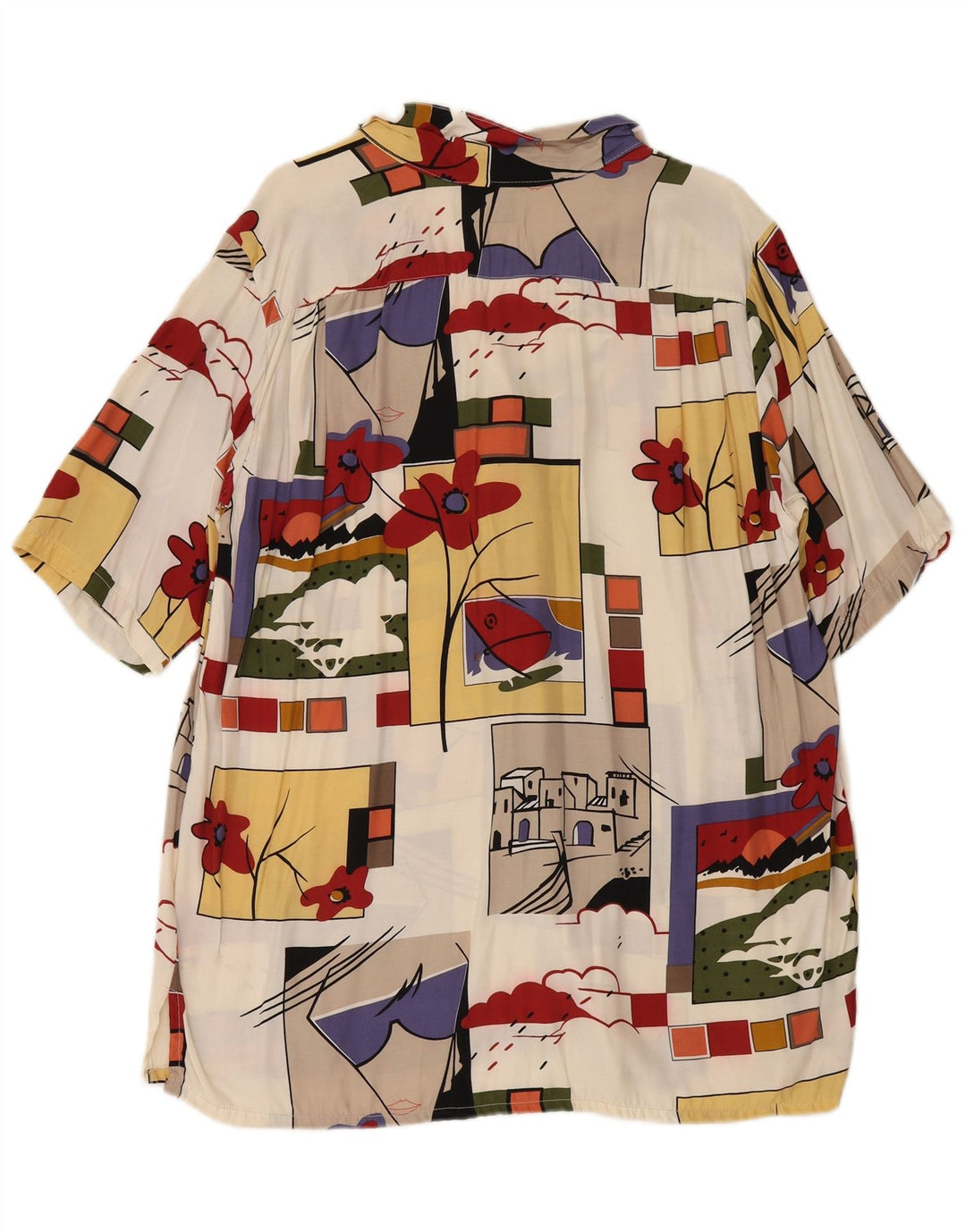 Blusa feminina vintage grande com estampa gráfica Reino Unido 16 grande multicolorida
