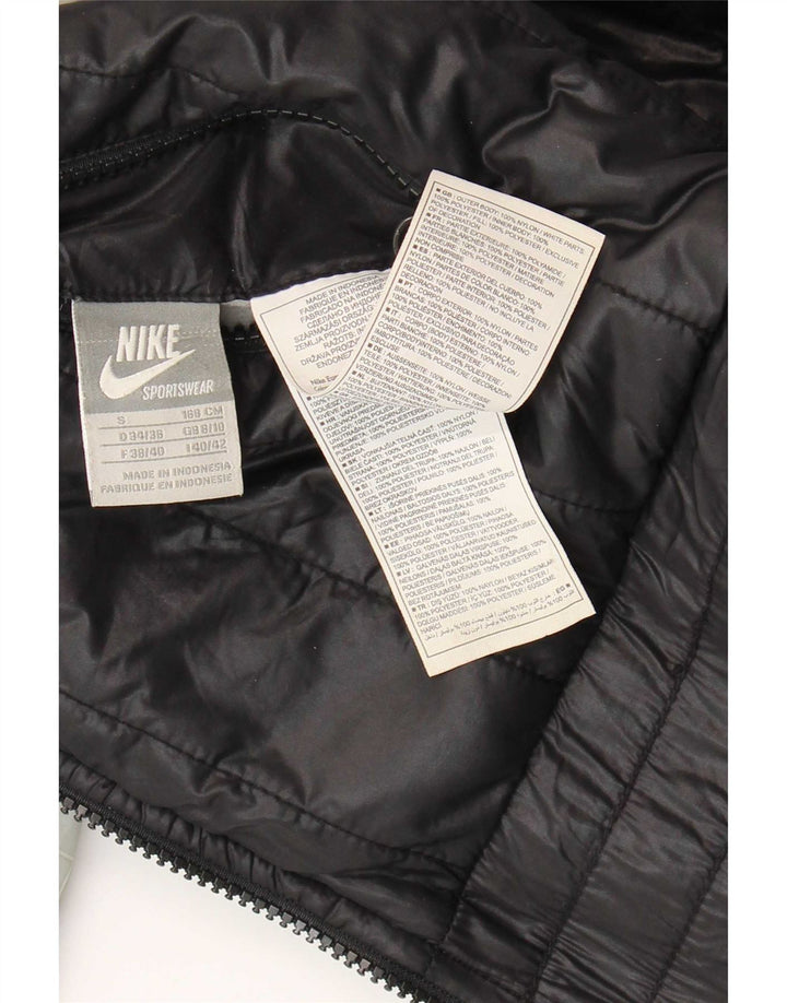 Jaqueta reversível feminina Nike Reino Unido 8/10 Nylon geométrico cinza pequeno