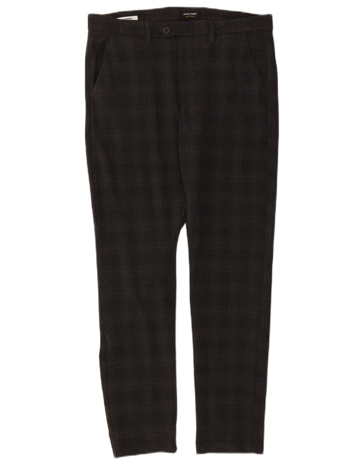 Calça masculina Jack & Jones Marco Slim Suit W34 L32 cinza xadrez poliéster