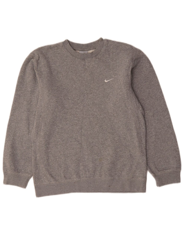 Moletom Nike Boys Jumper 12-13 anos grande cinza manchado de algodão