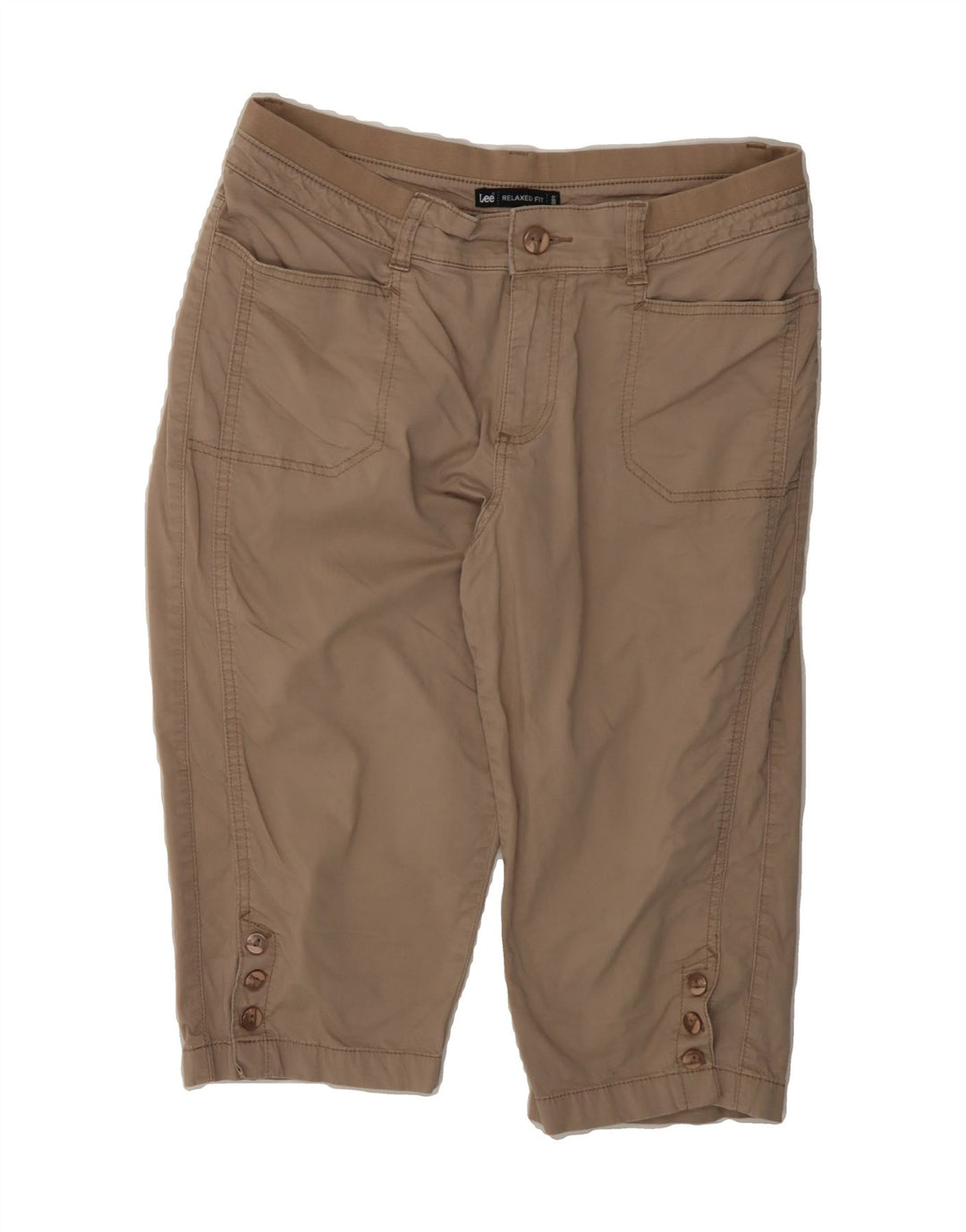 LEE Womens Relaxed Fit Cargo Bermuda Shorts US 12 Large W32 Beige Cotton Vintage Lee and Second-Hand Lee from Messina Hembry 