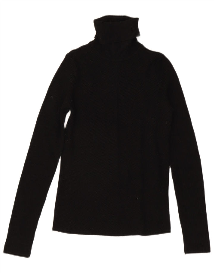 Blusa feminina Zara com gola redonda e viscose preta média UK 12
