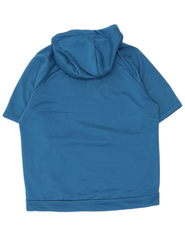 Suéter Nike masculino Dri Fit manga curta com capuz grande azul poliéster