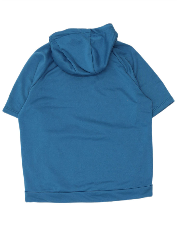 Suéter Nike masculino Dri Fit manga curta com capuz grande azul poliéster