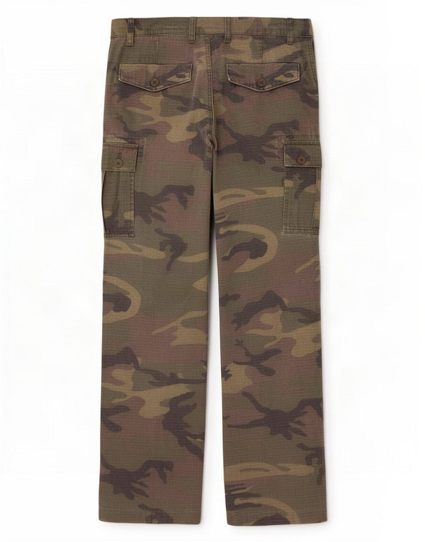 Calça cargo reta masculina vintage W32 L30 camuflagem verde