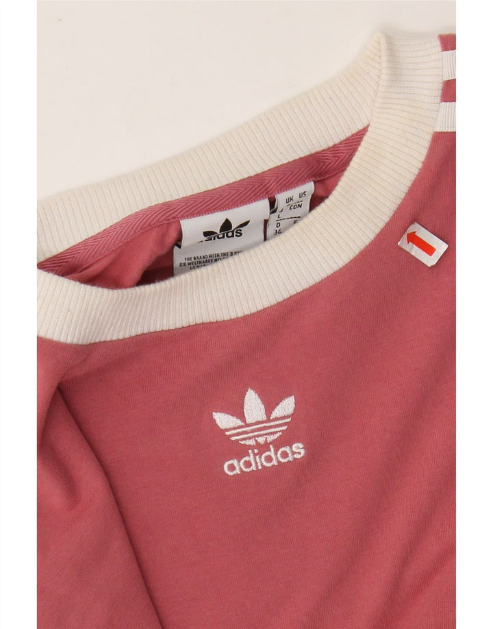 ADIDAS Womens Top Manga Longa UK 8 Pequeno Algodão Rosa