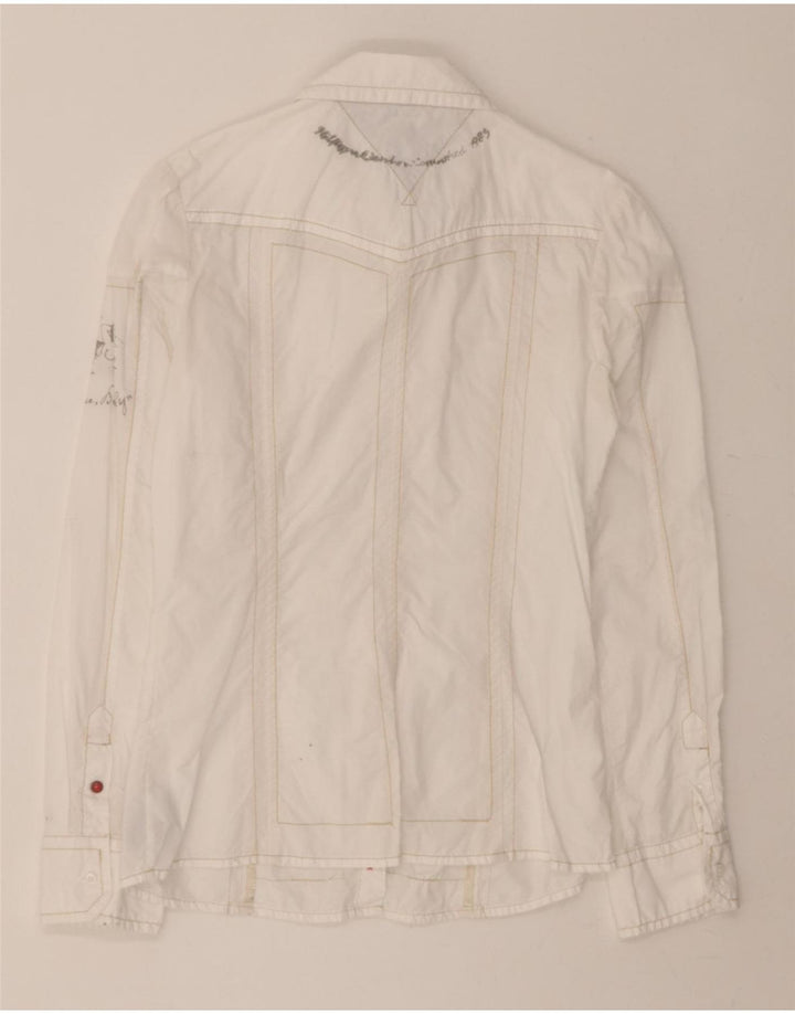 TOMMY HILFIGER Womens Shirt UK 12 Medium White Cotton Vintage Tommy Hilfiger and Second-Hand Tommy Hilfiger from Messina Hembry 