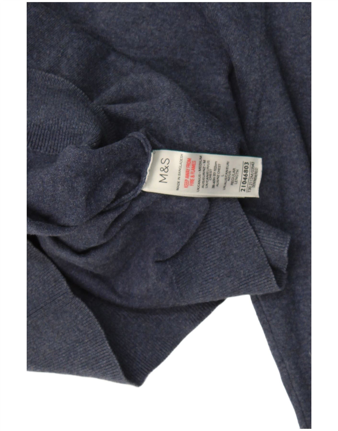 Suéter masculino Marks & Spencer com gola polo e algodão azul marinho médio